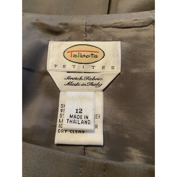 TALBOTS Women 95% Wool Career Box Pleated Skirt Lined Green Petites SZ 12 Preppy - Picture 3 of 7